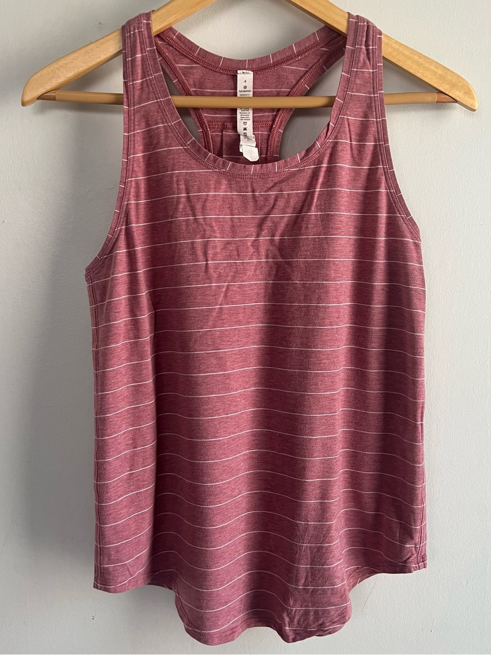 Lululemon Women’s Size 4 Pima Cotton Racerback Tank Top Pink Stripe